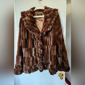 Deep Brown Faux Fur Jacket with Lovely Detail